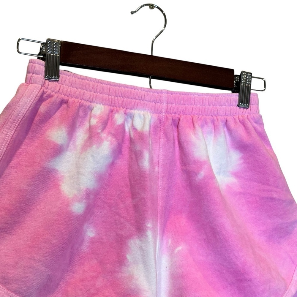 The Blank Lab ECO-CHIC WOMEN'S ORGANIC COTTON SHORTS Pink White Tie Dye Small - Picture 2 of 7